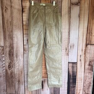 Abercrombie & Fitch Pants 90s Straight Ultra High Rise Taupe Faux Leather 28/6L